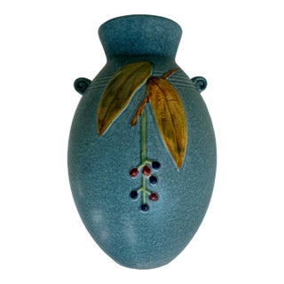 1920's Weller Pottery Cornish Vase in Blue For Sale