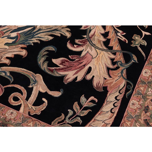 Art Nouveau 1990's Pak-Persian Black/Gray Wool Rug - 9'2'' X 12'5'' For Sale - Image 4 of 9