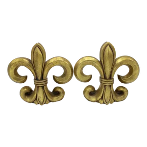 Vintage French Golden Fleur De Lis Bookends