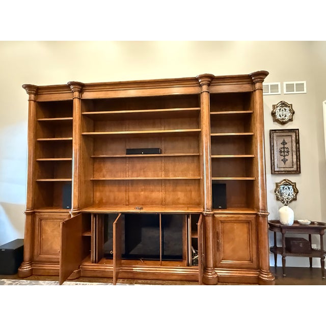 Century Furniture Traditional European Style Pecan Wood Finish Entertainment Center For Sale In Chicago - Image 6 of 12