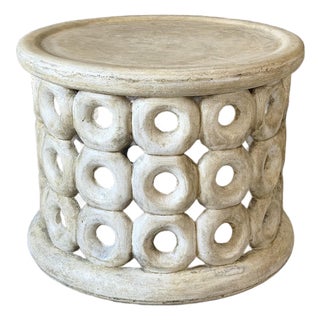 Antiqued Transitional Tribal Drum-Style Concrete “Dagen” Coffee Table by Made Goods For Sale