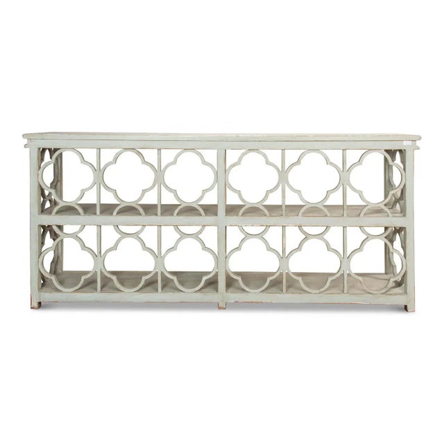 French Country Country Painted Quatrefoil Bookcase For Sale - Image 3 of 8