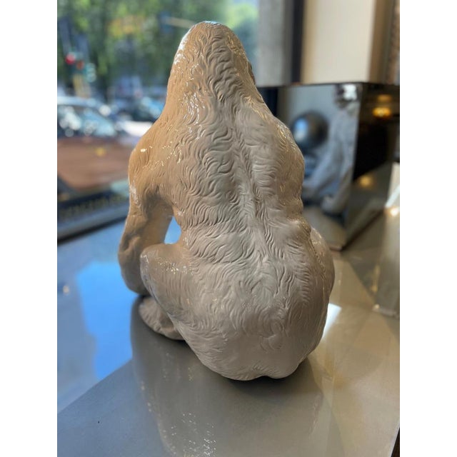 1950s Seated Gorilla Sculpture in White Ceramic by Ronzan, 1950s For Sale - Image 5 of 18