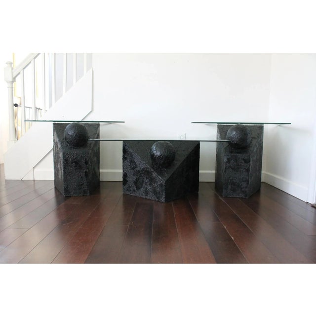 1980s Postmodern Coffee Table and Side Tables Set of 3 For Sale - Image 10 of 12