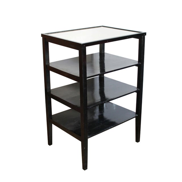 Vintage Czechoslovak Functionalist Étagère in Black Wood and Bevelled Glass, 1940s For Sale - Image 10 of 10