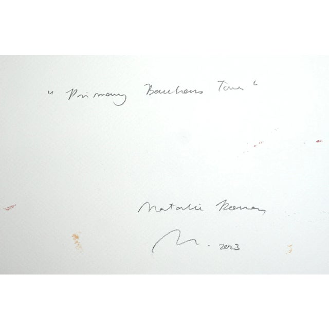 Yellow 2023, Abstract Geometric Landscape of "Primary Bauhaus Tones", Acrylic Painting on Watercolor Painting Paper by Natalia Roman For Sale - Image 8 of 9