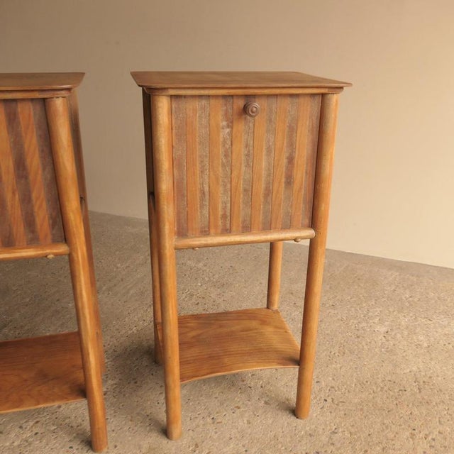 Striped Oak Bedside Tables, Set of 2 For Sale - Image 4 of 13