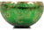 Large Hollywood Regency kelly green-colored glass vase decorated with 22K gold filigree scrolls throughout and gold...