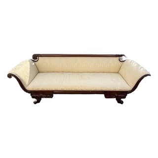 American Empire Carved Wood Frame Sofa For Sale