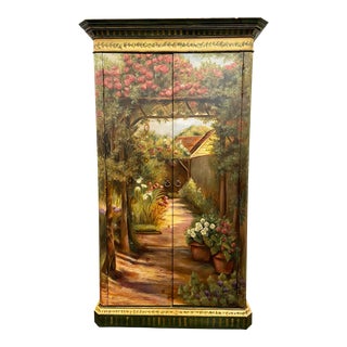 Vintage Habersham Plantation Limited Edition Hand Painted Signed Pine Armoire For Sale