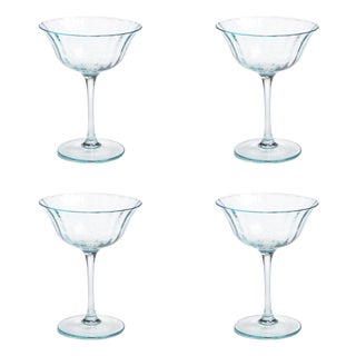 Apéritif 4-Piece Set Summer Cocktail Coupe Glasses, Sapphire For Sale