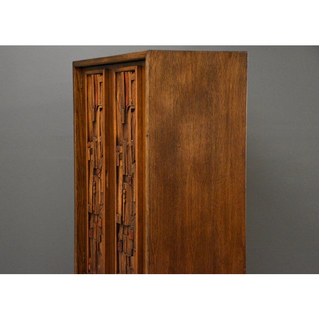1970s Brutalist MCM Lane Pueblo Walnut Armoire Dresser For Sale - Image 5 of 10