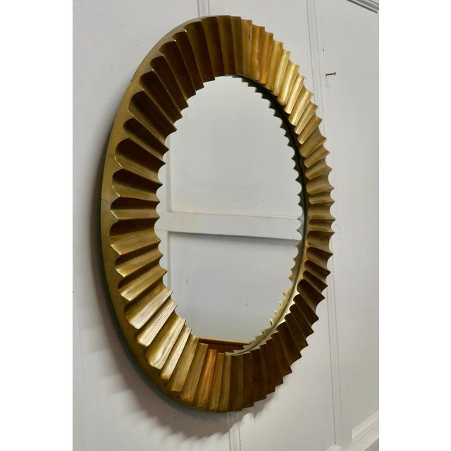 Art Deco Brass Odeon Sunburst Mirror, 1970s For Sale - Image 3 of 5