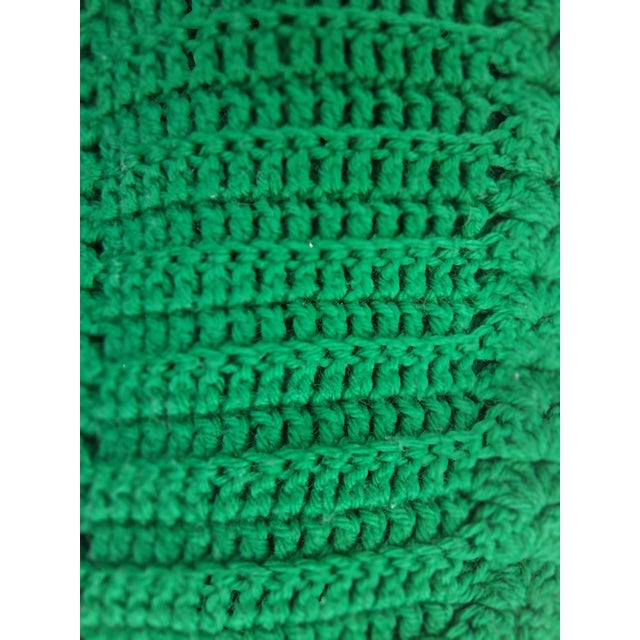 1960's Hand Knit Green/ White Blanket- Very Clean For Sale - Image 9 of 12