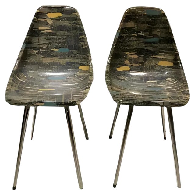 Set of Fibreglass Side Chairs by René Jean Caillette, 1950s For Sale