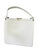 Vintage 1950s–1960s White Structured Frame Handbag | Mid-Century Top Handle Purse with Brass Clasp | Classic Retro Box Bag...