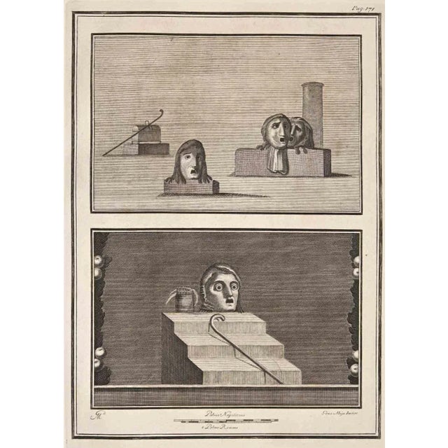 Ancient roman fresco from the series "antiquities of herculaneum", is an original etching on paper realized by giuseppe...