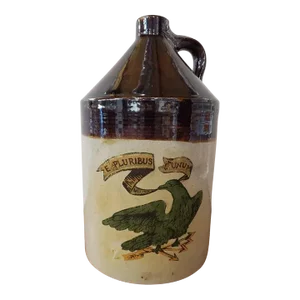 Early 20th Century American Robinson Clay Products Co. Stoneware Jug Eagle Motif