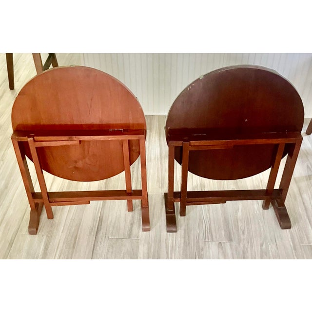 Antique Chinese Tilt Tsbles Hand Carved Glazed Wood With Protective Glass Tilt Top Table Pair For Sale - Image 4 of 9