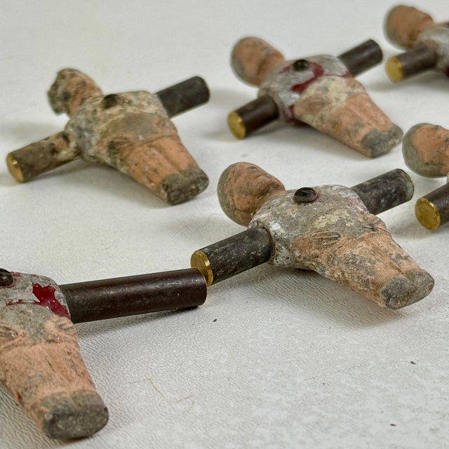 Early 20th Century Antique Set of 10 Salvaged Foosball Metal Soccer Players From Portugal, Sports Memorabilia For Sale - Image 5 of 8
