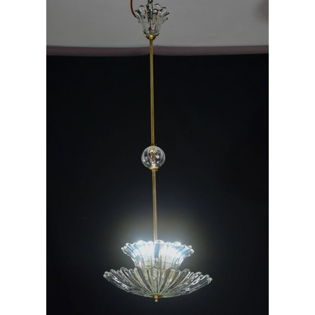 Transparent Elegant Art Decò Pendant Light Murano Glass by Barovier, 1950 For Sale - Image 8 of 14