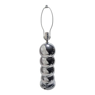 1970s Mid-Century Modern Robert Sonneman Stacked Chrome Ball Table Lamp For Sale
