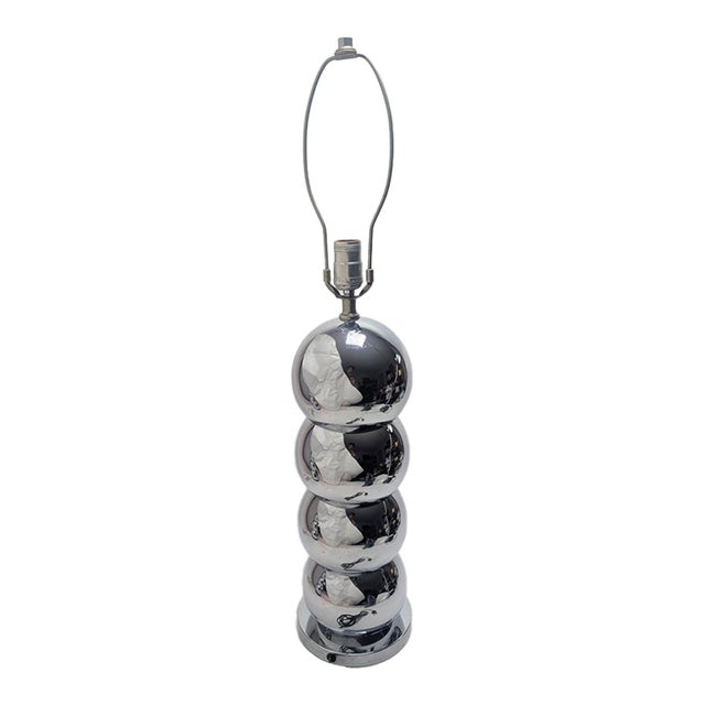 1970s Mid-Century Modern Robert Sonneman Stacked Chrome Ball Table Lamp For Sale