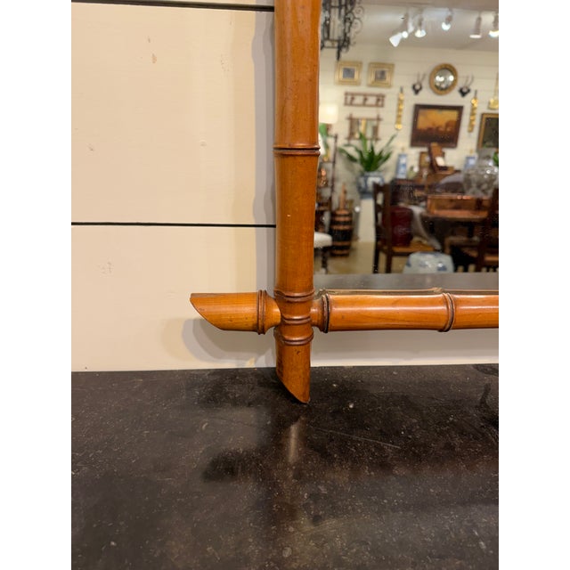 Chinoiserie Antique Faux Bamboo Mirror For Sale - Image 3 of 10