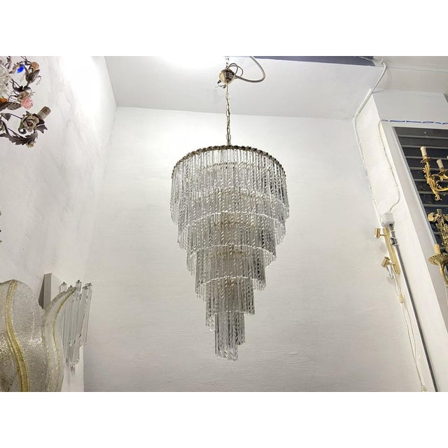 Large Murano Glass Rod Chandelier 1980s For Sale - Image 3 of 13