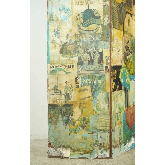 Vintage Decoupage Wood Room Divider Screen For Sale - Image 6 of 8