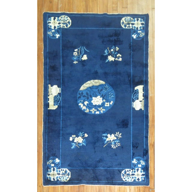 Vintage Midnight Blue Chinese Rug - 4' x 6'9" For Sale - Image 9 of 9