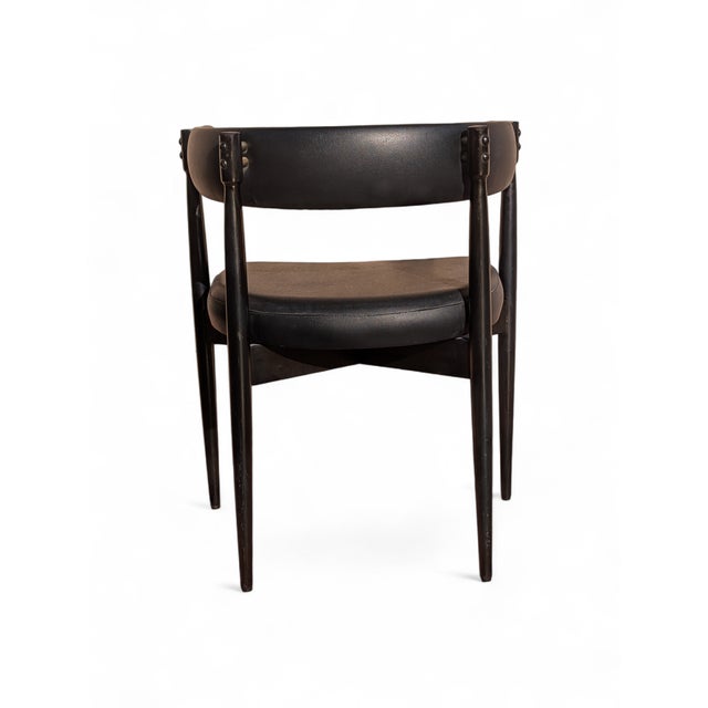 Black Vintage Chairs in Wood and Black Imitation Leather, 1960s, Set of 3 For Sale - Image 8 of 9