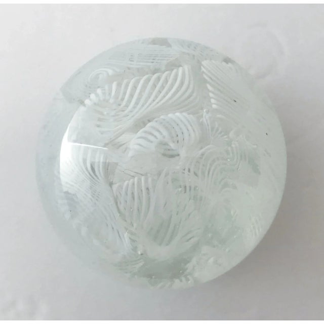 White 1960s White Filigrana Italian Murano Glass Paperweight For Sale - Image 8 of 11