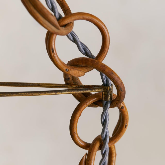 Brown 1960s Italian Double Bamboo Lantern Pendant For Sale - Image 8 of 8