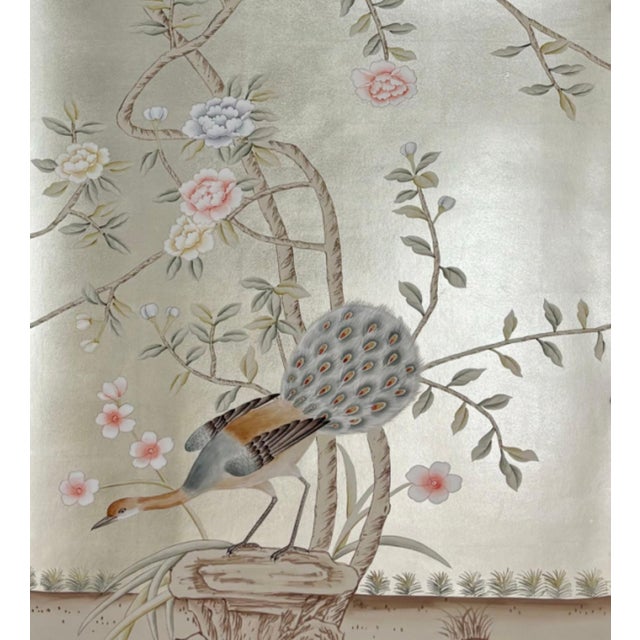 If you love the look of De Gournay wallpaper but not the price, this is for you. Hand-Painted Silver Metallic Mural,...