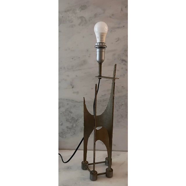 Vintage Brutalist Steel Table Lamp For Sale - Image 4 of 9