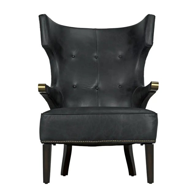 Beautiful black leather upholsters the Heracles chair and features an antique brass finishes to provide the most beautiful...