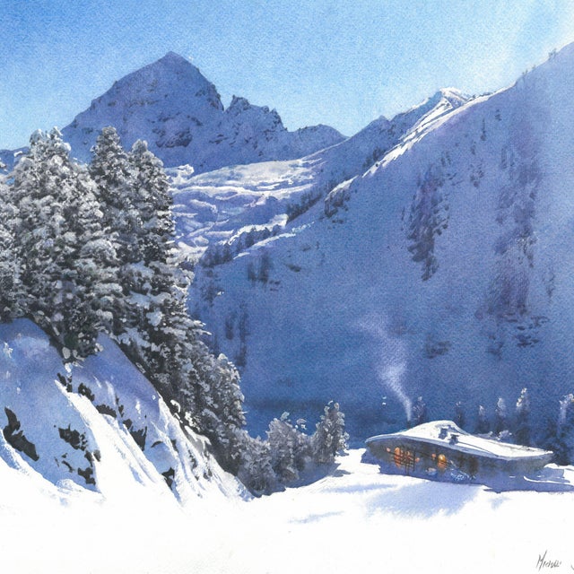 Michal Suffczynski, Alpe Cermis Mountain Landscape, 2024, Watercolor For Sale - Image 4 of 6