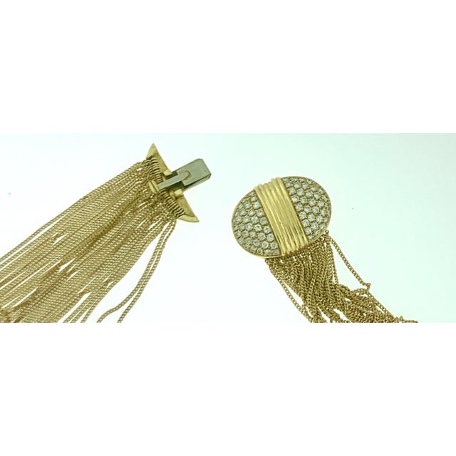 Gucci Gucci 18 Karat Gold Multi Strand Long Lariat Necklace Diamond Clasp For Sale - Image 4 of 18