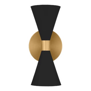 AERIN By Visual Comfort Studio Albertine 2-Light Large Bath Sconce in Midnight Black For Sale