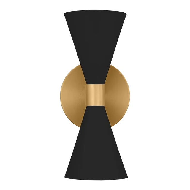 AERIN By Visual Comfort Studio Albertine 2-Light Large Bath Sconce in Midnight Black For Sale