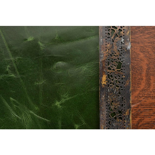 Metal Tiffany Studios New York Grapevine Pattern Bronze Blotter Ends With Leather Desk Blotter For Sale - Image 7 of 11