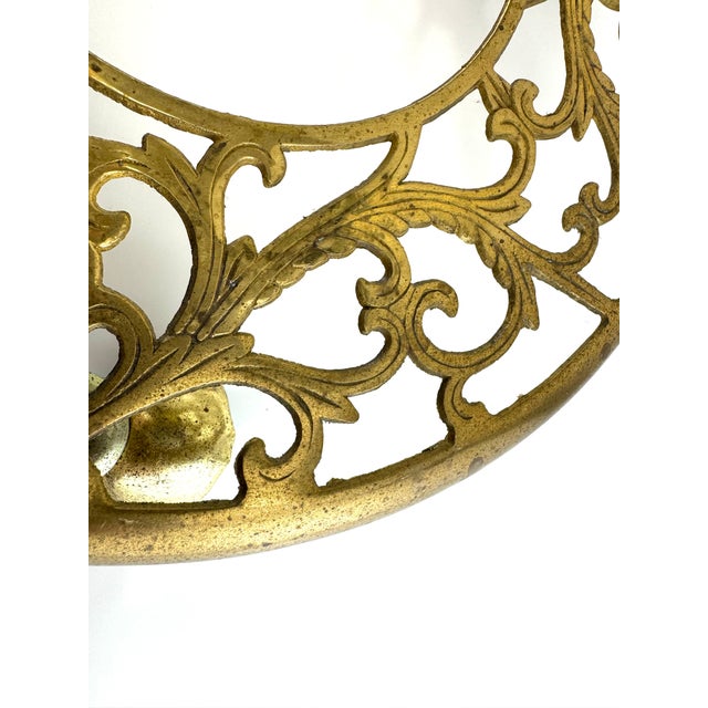 Mid-Century Brass Filigree Plant Caddy With Castors, Rolling Stand For Sale - Image 11 of 14