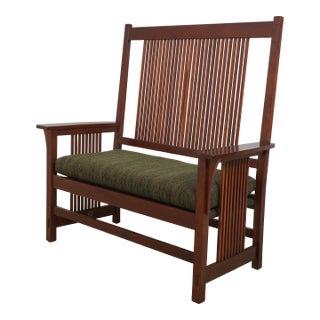 Stickley Mission Style Cherry Spindle Back Settee For Sale