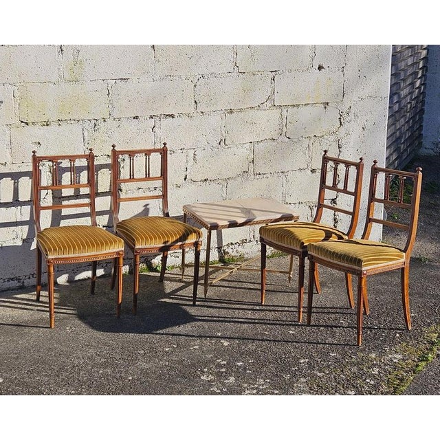 Gold Antique :ate 19th Century Louis XVI Hand-Carved Walnut Side Chairs in the style of Claude Sené For Sale - Image 8 of 18