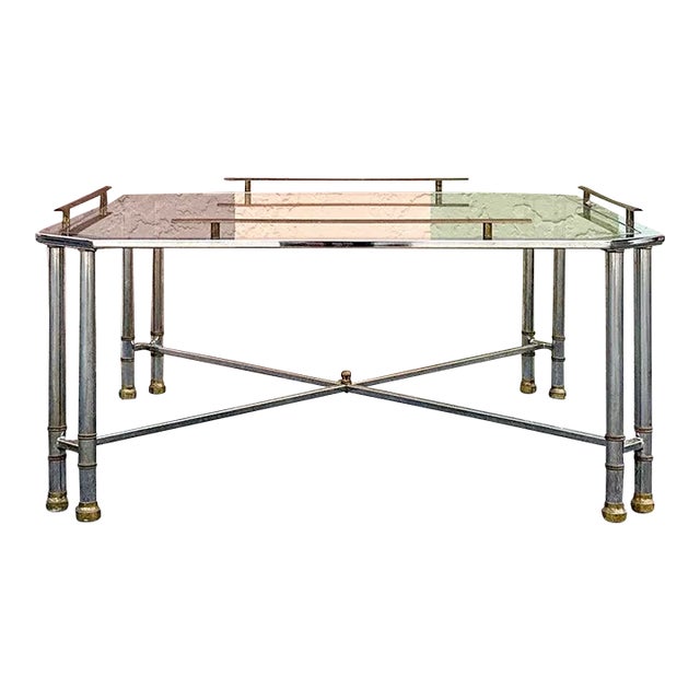 1970s Palm Beach Regency Metal Faux Bamboo Coffee Table For Sale