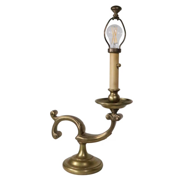 Stiffel Mid 20th Century Classical Revival Brass Desk Lamp With Original Pleated Shade For Sale - Image 4 of 15
