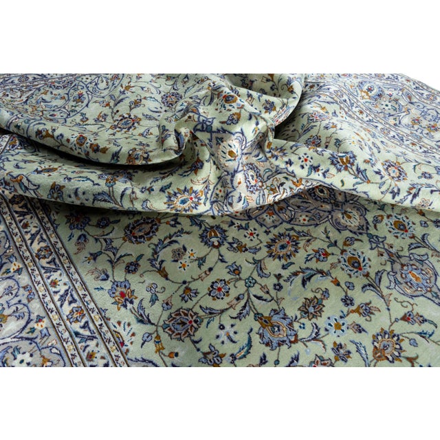 Middle Eastern Hand-Knotted Kashan Cork Rug in Wool For Sale - Image 6 of 8