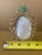 1960s Vintage Gold & Jade Gemstone Oval Picture Frame For Sale - Image 5 of 9