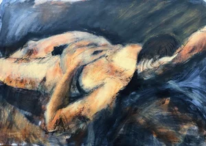 Angela Lyle "Asleep" Contemporary Mixed Media on Paper 2019